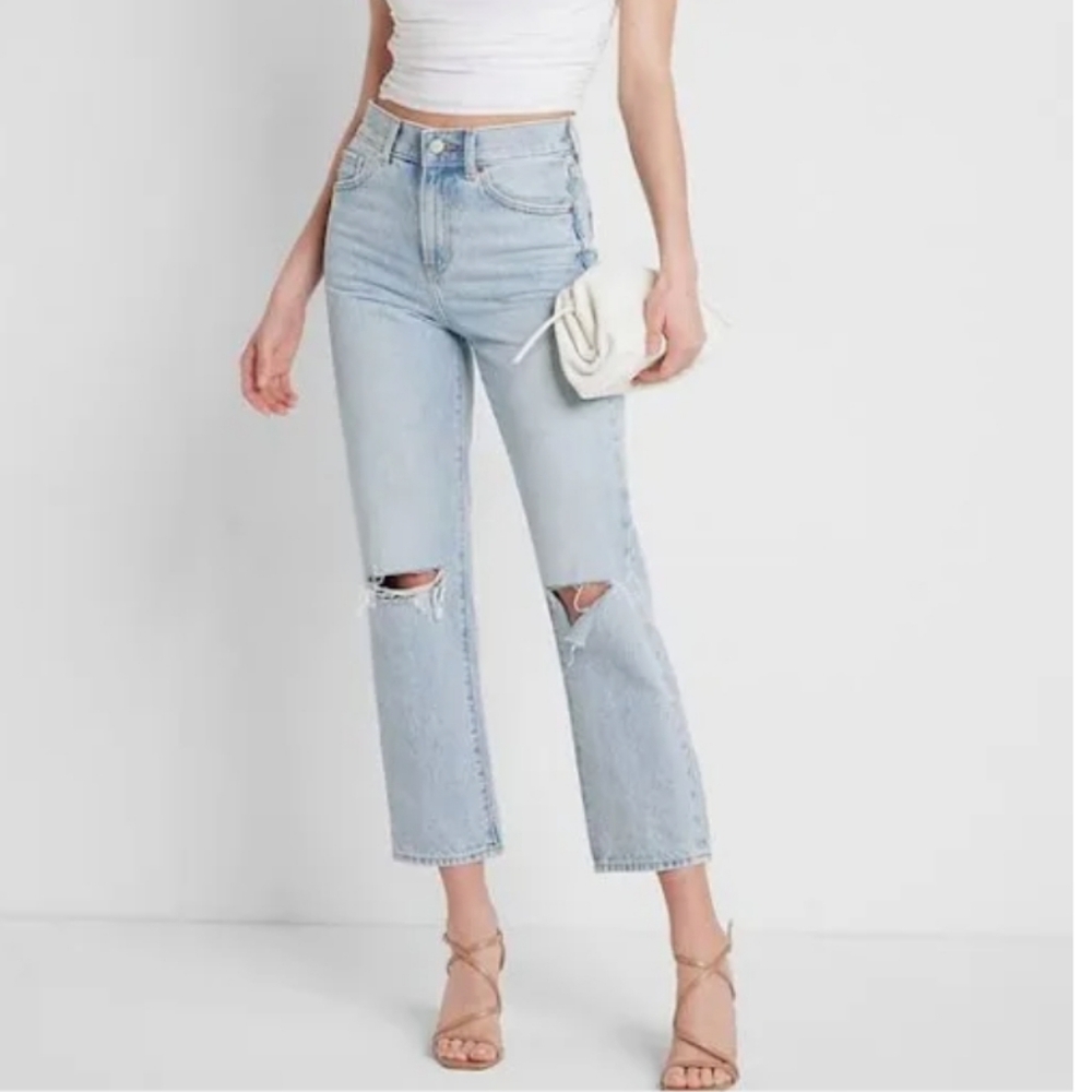 Express Straight Ankle High Rise Jeans